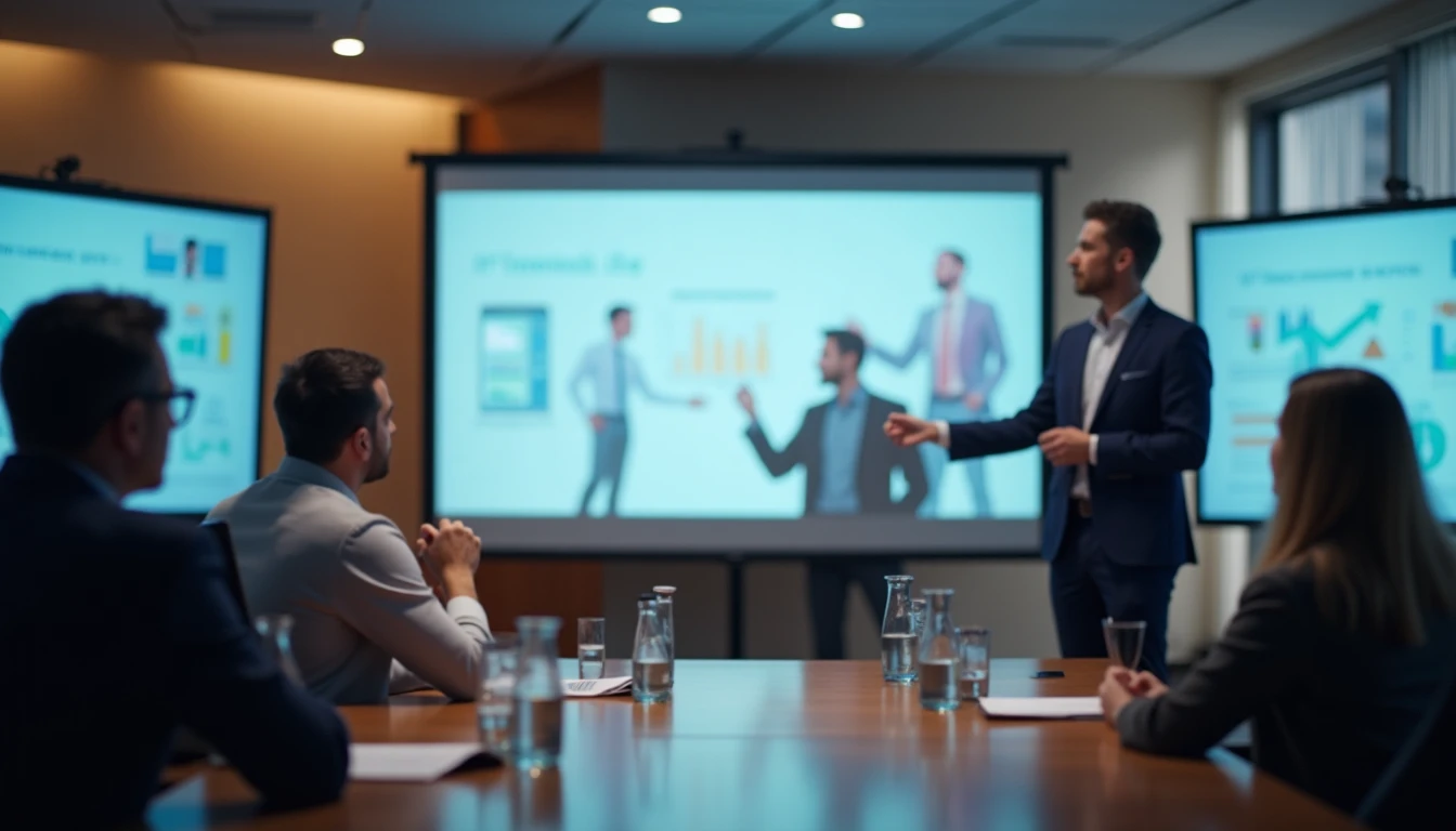 Corporate training seminar professional development leadership skills detailed presentation in conference room