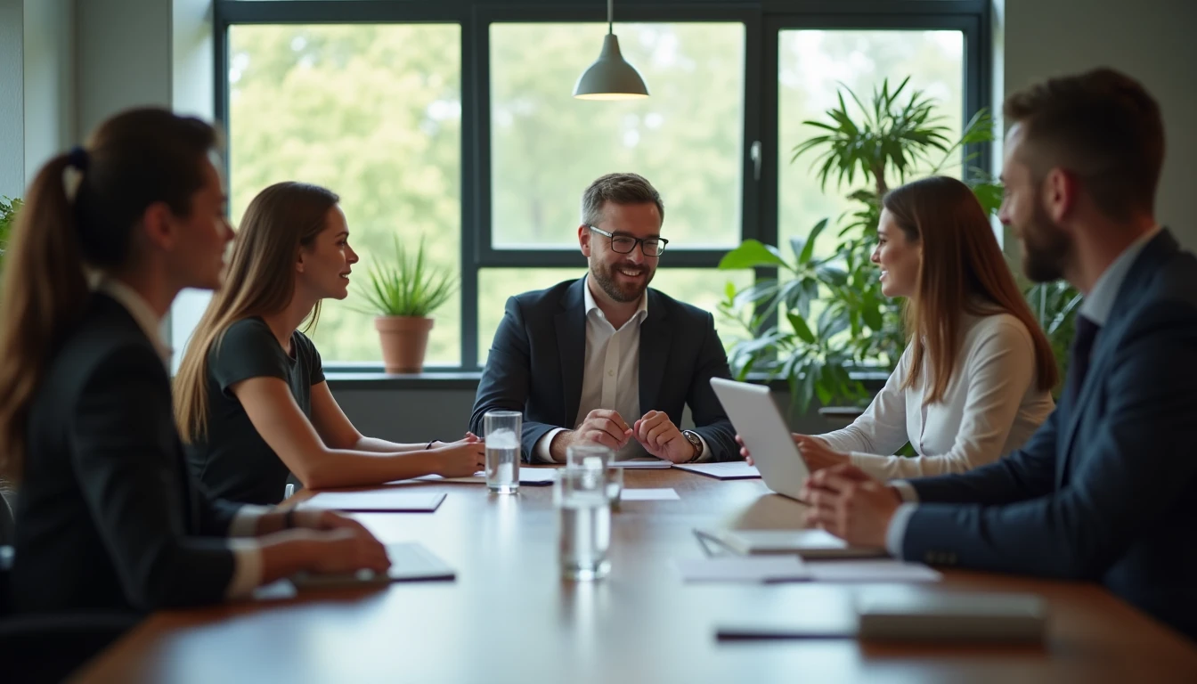 Team meeting collaboration brainstorming strategy session detailed around table